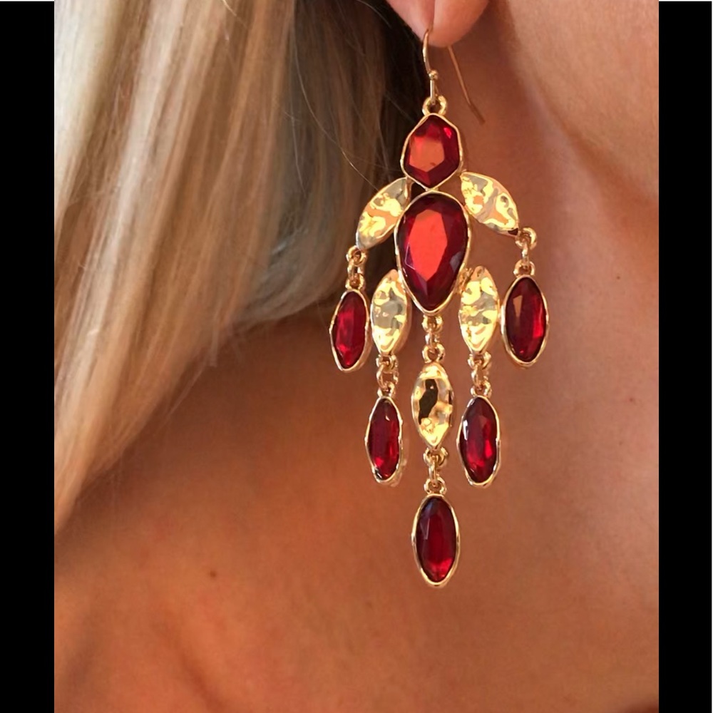 NEW GORGEOUS FOR HOLIDAYS GOLD & RUBY EARRINGS,